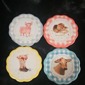 PIONEER WOMAN Gingham Ceramic Coasters - Set of 4